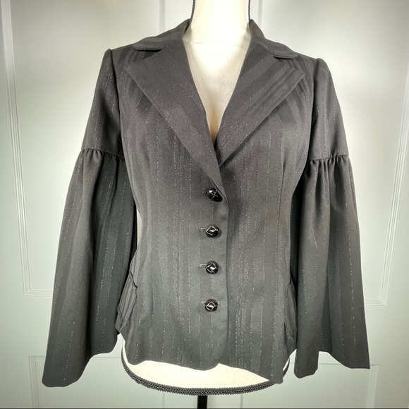 Poleci Metallic Pin-Stripe Jacket w/ Bell Sleeves - Picture 2 of 15